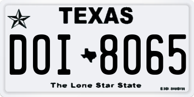 TX license plate DOI8065