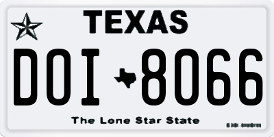 TX license plate DOI8066