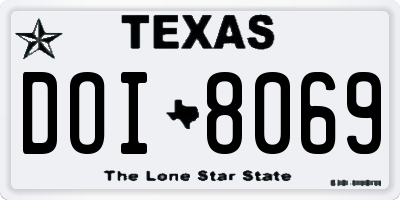 TX license plate DOI8069