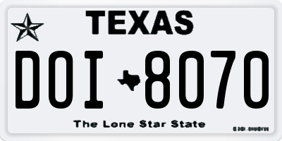 TX license plate DOI8070