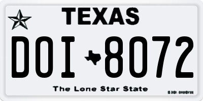 TX license plate DOI8072