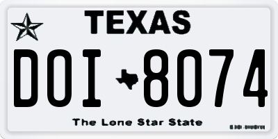 TX license plate DOI8074
