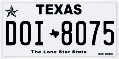 TX license plate DOI8075