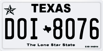 TX license plate DOI8076