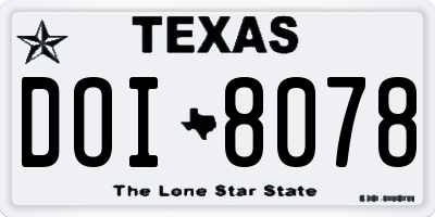 TX license plate DOI8078