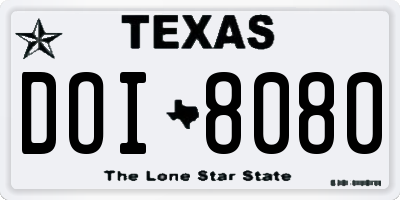 TX license plate DOI8080