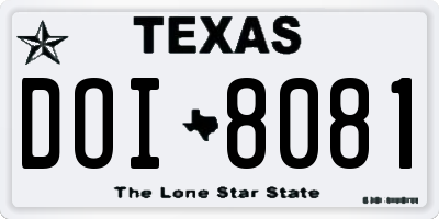 TX license plate DOI8081