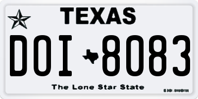 TX license plate DOI8083