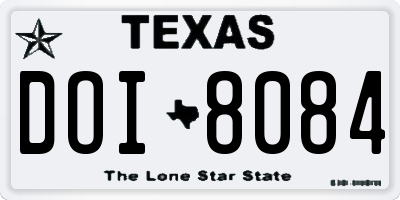TX license plate DOI8084