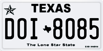 TX license plate DOI8085
