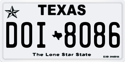 TX license plate DOI8086