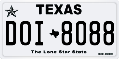TX license plate DOI8088