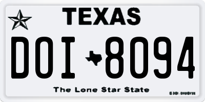 TX license plate DOI8094