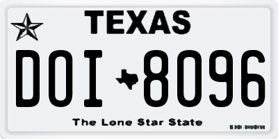 TX license plate DOI8096