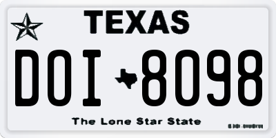 TX license plate DOI8098