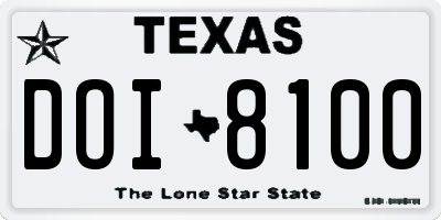 TX license plate DOI8100