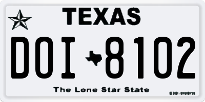 TX license plate DOI8102