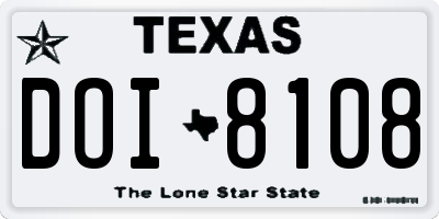 TX license plate DOI8108