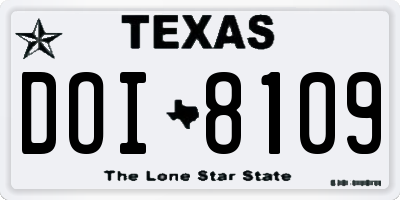 TX license plate DOI8109