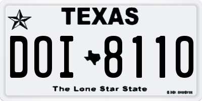 TX license plate DOI8110