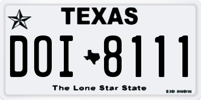 TX license plate DOI8111