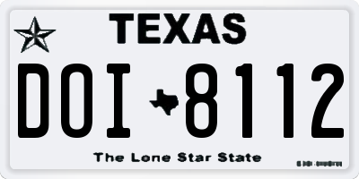 TX license plate DOI8112
