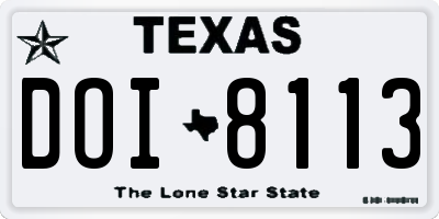 TX license plate DOI8113