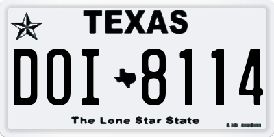 TX license plate DOI8114
