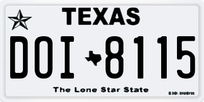 TX license plate DOI8115