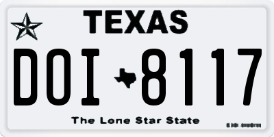 TX license plate DOI8117