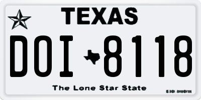 TX license plate DOI8118