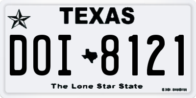 TX license plate DOI8121