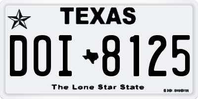 TX license plate DOI8125