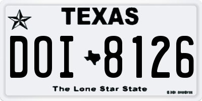 TX license plate DOI8126