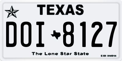 TX license plate DOI8127