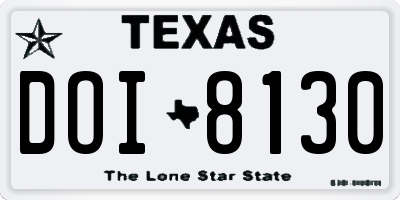 TX license plate DOI8130