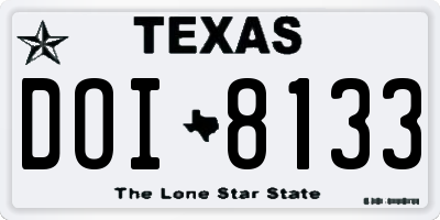 TX license plate DOI8133