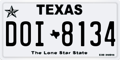 TX license plate DOI8134