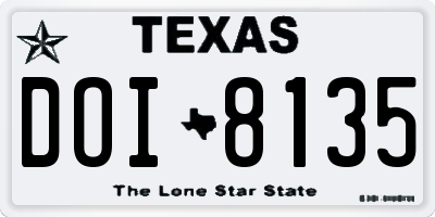 TX license plate DOI8135