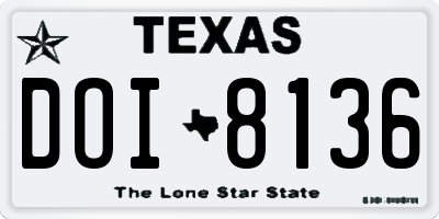 TX license plate DOI8136