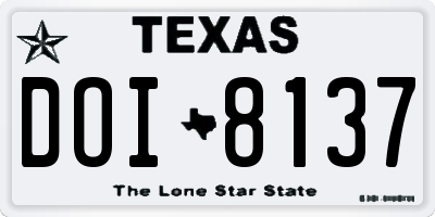 TX license plate DOI8137