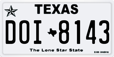 TX license plate DOI8143