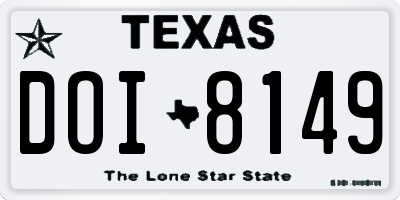TX license plate DOI8149