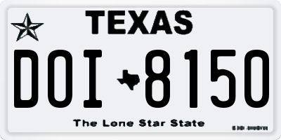 TX license plate DOI8150