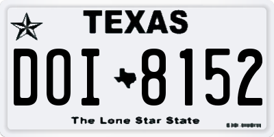 TX license plate DOI8152