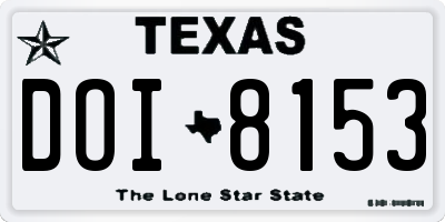 TX license plate DOI8153
