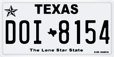 TX license plate DOI8154