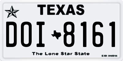 TX license plate DOI8161