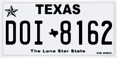 TX license plate DOI8162