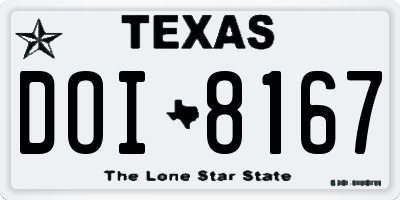 TX license plate DOI8167